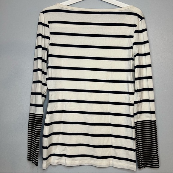 Banana Republic White Black Striped Pullover Shirt Sz M Minimalist Contemporary - Picture 5 of 5